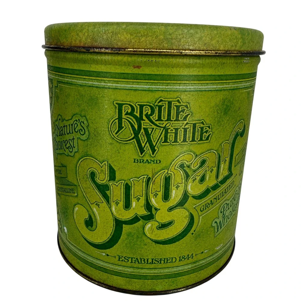 Vintage Ballonoff Flour Sugar Tin Canister Set Green Retro Farmhouse 2 Piece USA